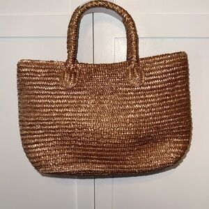 Straw Top Handle Tote Bag